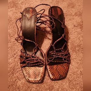 NINE WEST snake skin lace up sandals